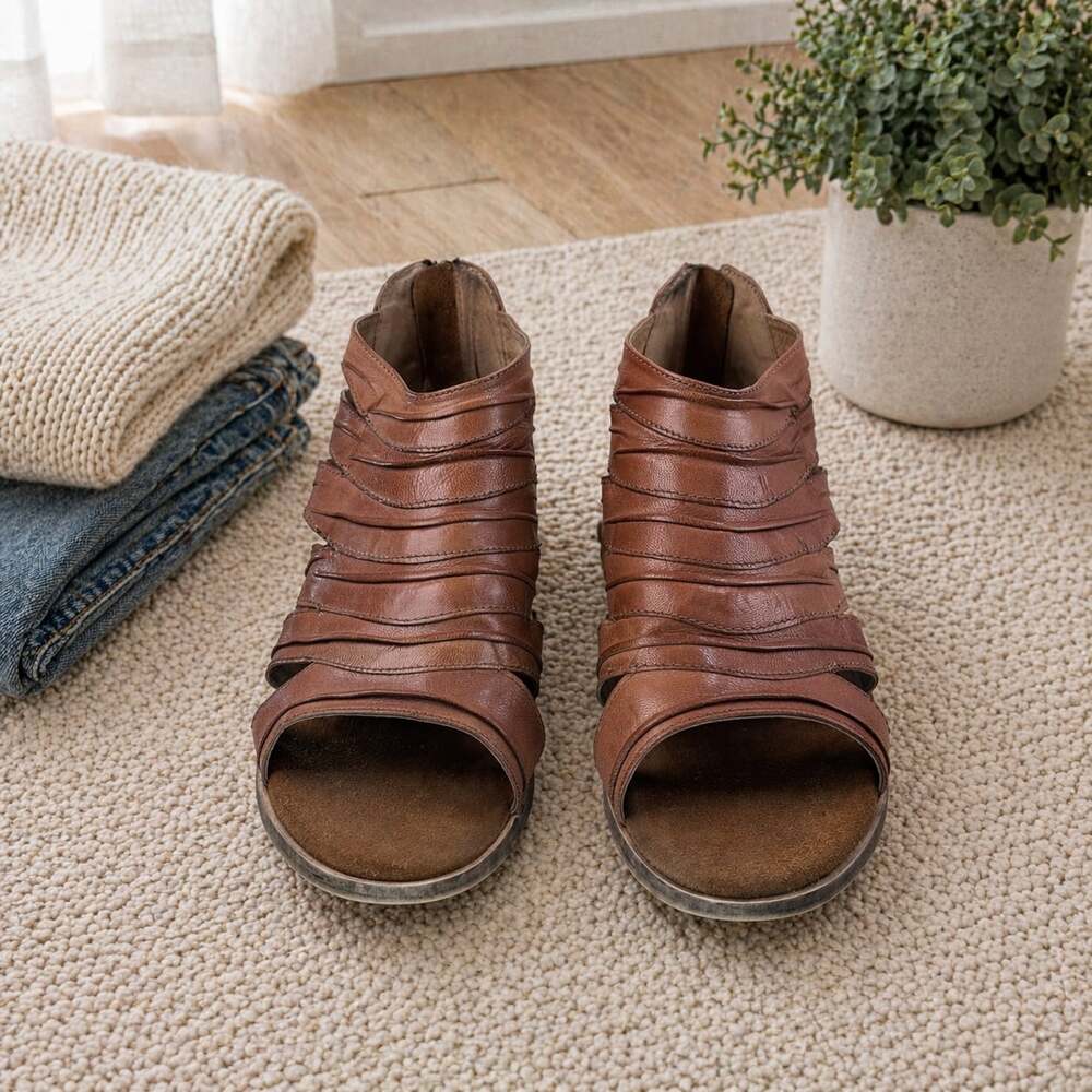 Diba Women's Brown Leather Strappy Peep Toe Sandals Size 9